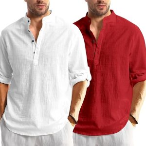 Combo of Men Solid Cotton Kurta Shirt